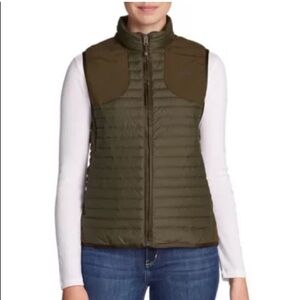 Eddie Bauer Sport Shop Moss 700 Storm Down MicroTherm Green Puffer Field Vest XS